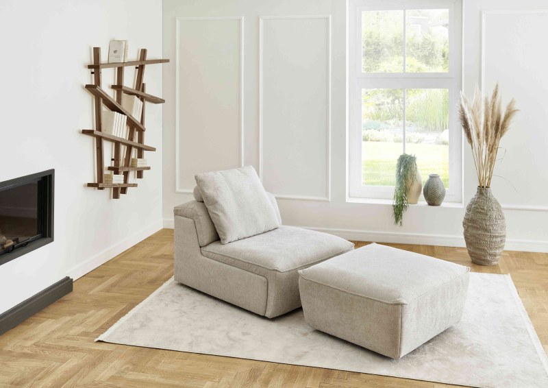 Sessel - inkl. Kissen mit Rolle, Stoff, Natur