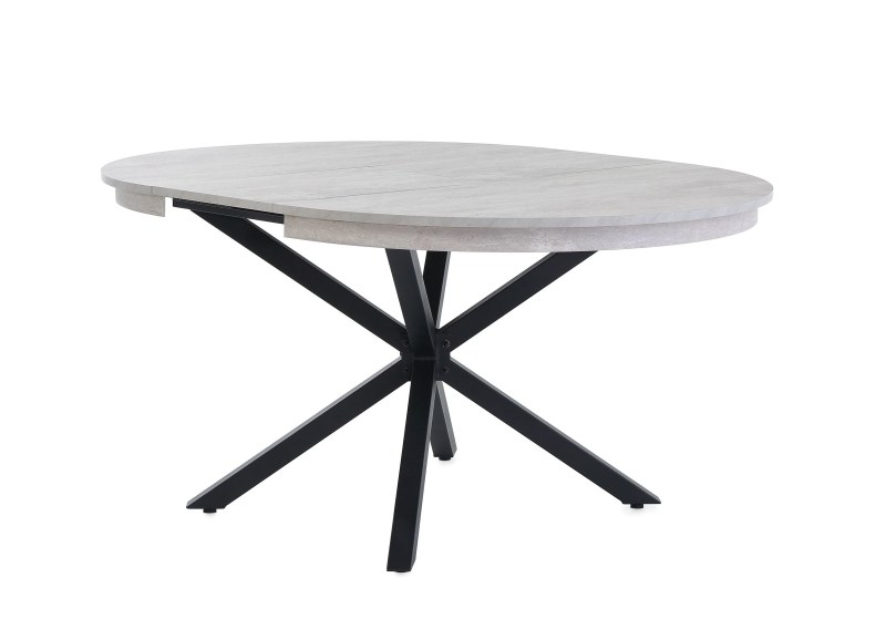 Esstisch - ausziehbar, Ø/H ca. 120x77 cm, Betonoptik, Schwarz