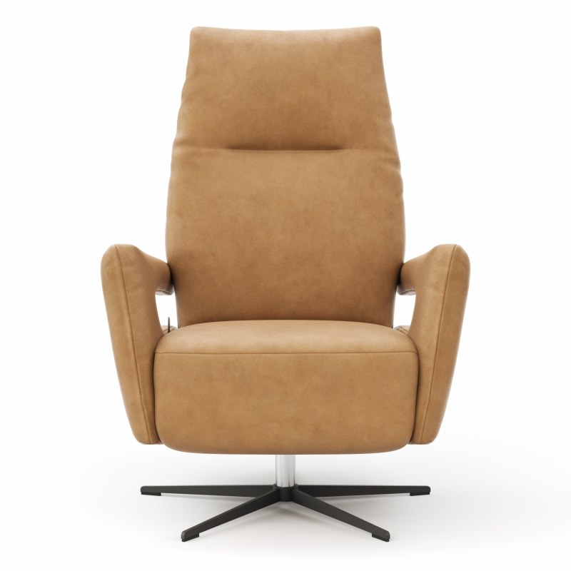 Relaxsessel Lucero 2.0 -  Kopfteil/Fußteil/Rückenlehne verstellbar, Leder, Cognac