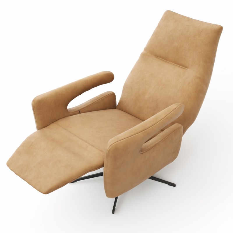 Relaxsessel Lucero 2.0 -  Kopfteil/Fußteil/Rückenlehne verstellbar, Leder, Cognac