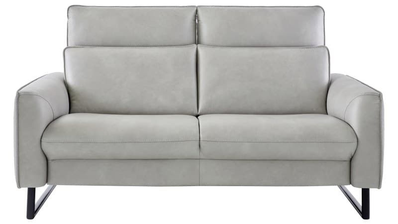 Sofa Avela - 2-Sitzer inkl. Kopfteil verstellbar, Leder, Steingrau