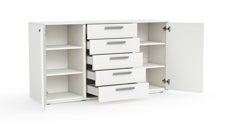 Kommode Viana - Holzwerkstoff, Weiß