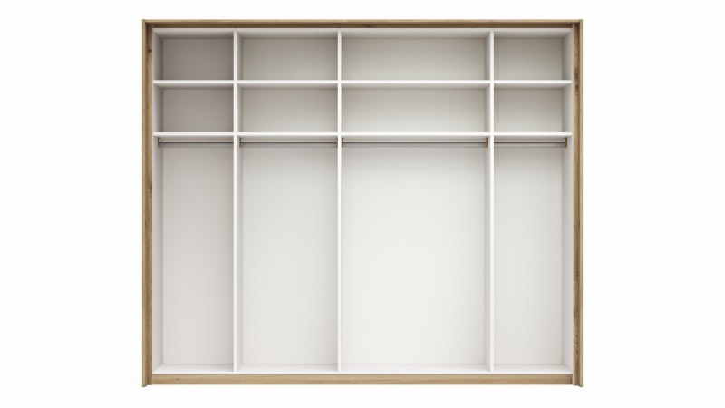 Schwebetürenschrank Viana - B ca. 248 cm, Furnier, Balkeneiche, Weiß