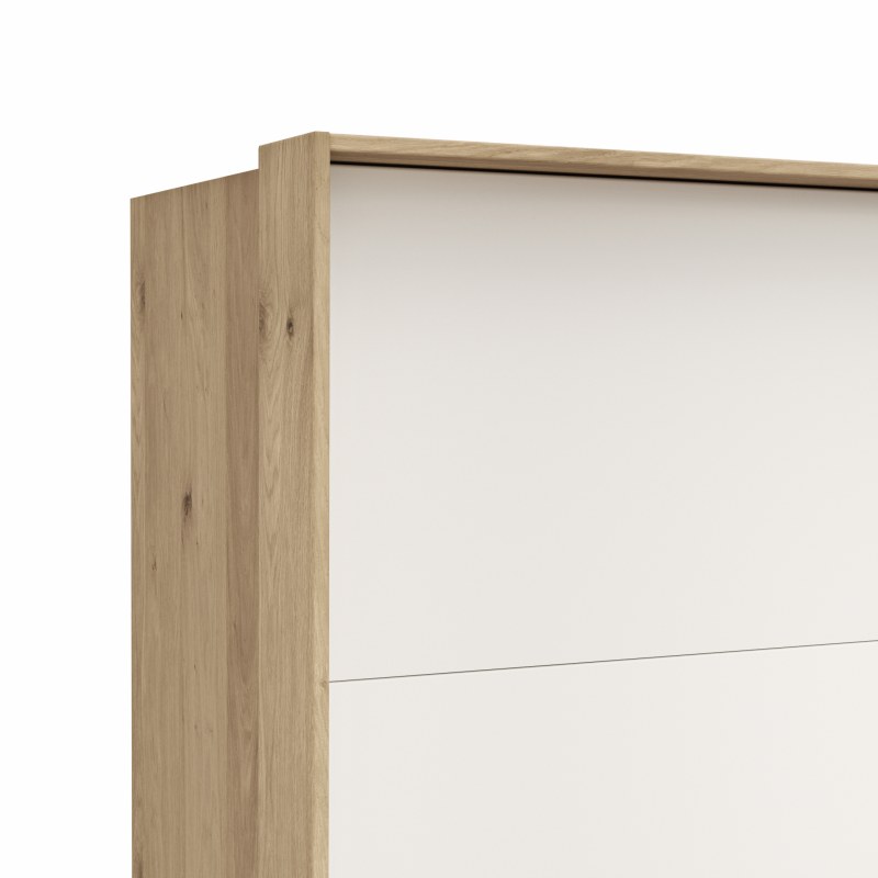 Schwebetürenschrank Viana - B ca. 278 cm, Furnier, Balkeneiche, Weiß