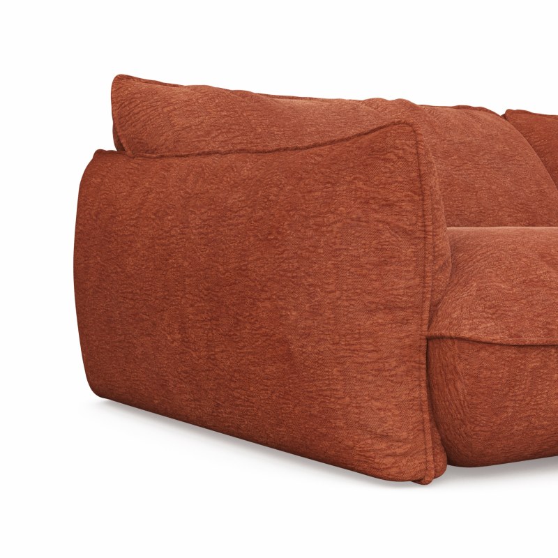 Ecksofa Fluffy - 2,5-Sitzer mit Longchair rechts inkl. Rückenlehne verstellbar, Stoff, Kupfer